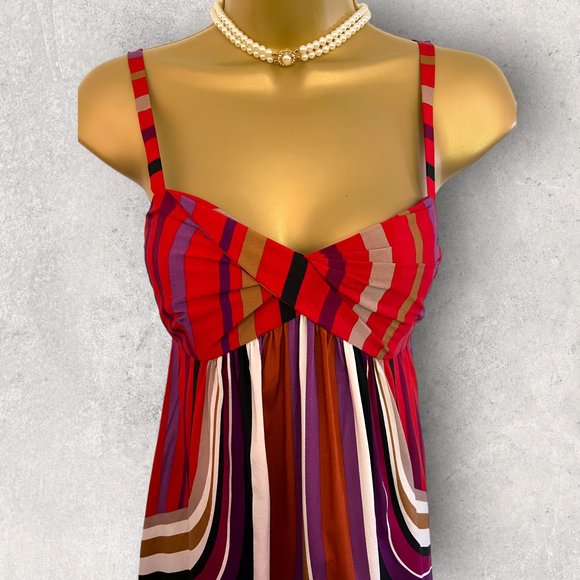 BANANA REPUBLIC Womens Multicoloured Striped Silk Party Occasion Dress US 2 UK 6 - Picture 2 of 3